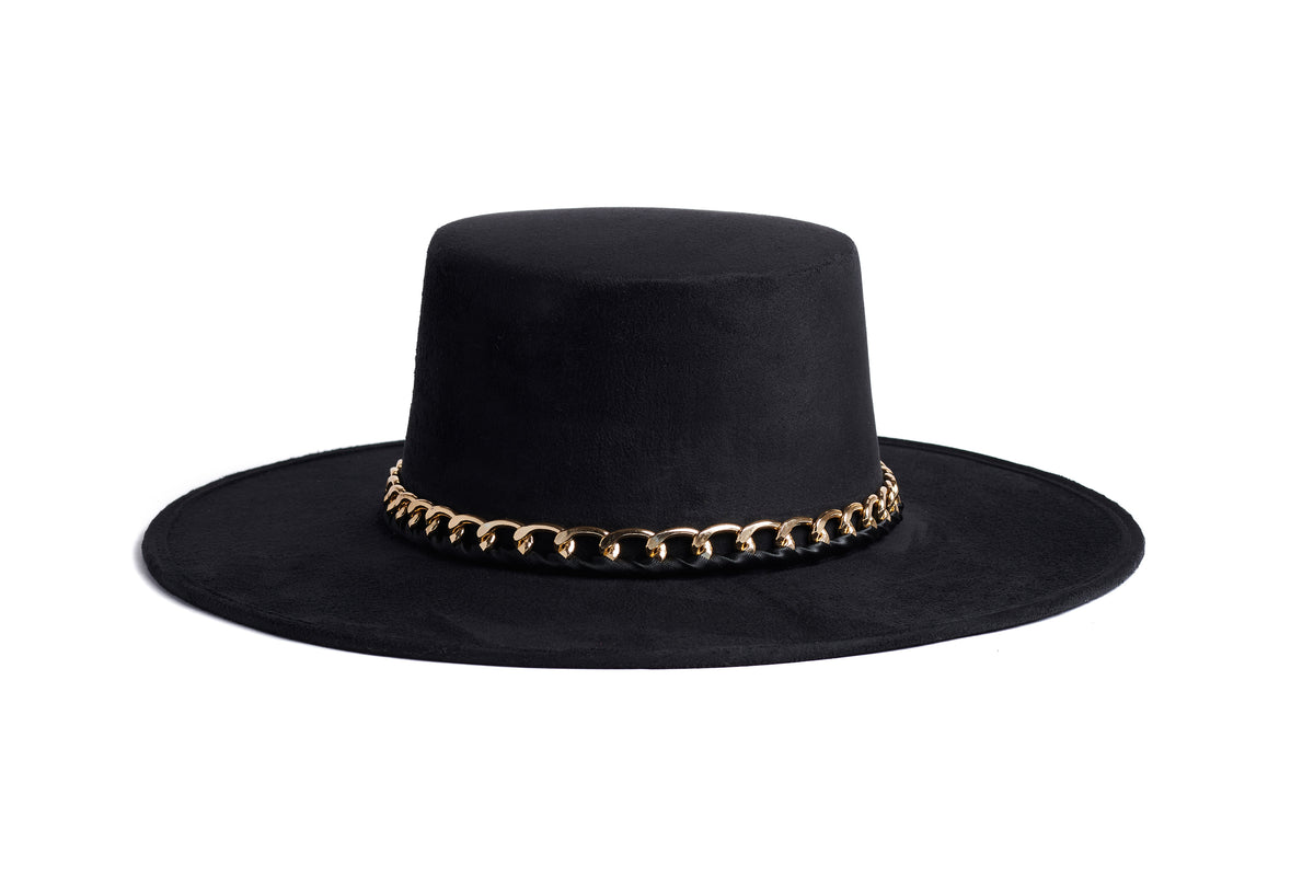 ASN BOYISH HAT BLACK GOLD STRAP SIZE SMALL NEW Western Express Black Felt Cowboy Hat Gold Band Outside  main image 4