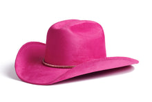 Load image into Gallery viewer, Kenny hot Pink suede western hat with rhinestone trim by ASN Hats – side view