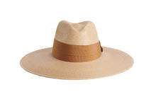 Load image into Gallery viewer, Tuscany wide-brim palm leaf straw fedora hat by ASN Hats – front view