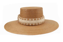 Load image into Gallery viewer, Darker straw hat with decorative band