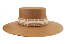 Load image into Gallery viewer, Darker straw hat with decorative band
