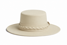 Load image into Gallery viewer, Beige hat with braided band on a white background