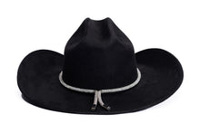 Load image into Gallery viewer, Kenny Black suede western hat with rhinestone trim by ASN Hats – back view