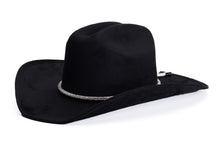 Load image into Gallery viewer, Kenny Black suede western hat with rhinestone trim by ASN Hats – side view
