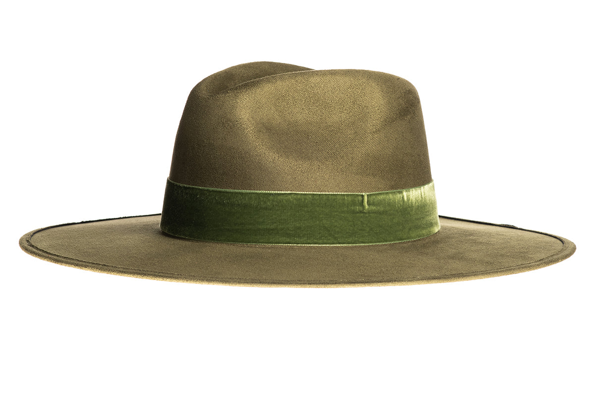 The Sierra – Suede Fedora Hat with Velvet Trim for Women  display picture 1