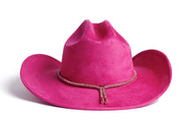 Load image into Gallery viewer, Kenny hot Pink suede western hat with rhinestone trim by ASN Hats – back view

