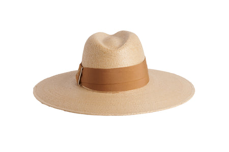Tuscany wide-brim palm leaf straw fedora hat by ASN Hats – back view