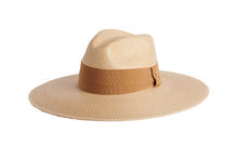 Load image into Gallery viewer, Tuscany wide-brim palm leaf straw fedora hat by ASN Hats – side view

