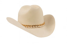 Load image into Gallery viewer, Dali Cream virgin wool western hat with gold chain trim by ASN Hats – side view
