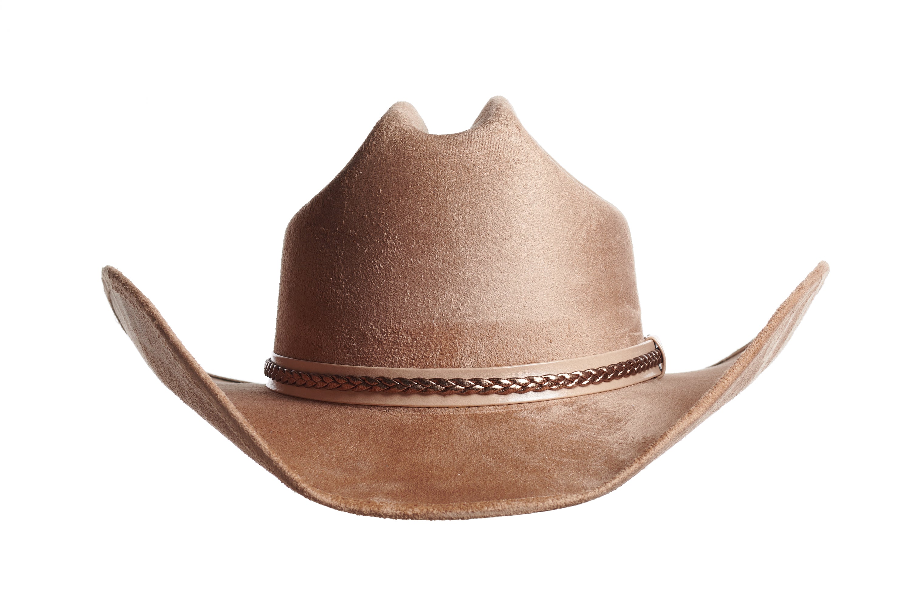 NY Collection Women\'s Suede Cowboy Hat in Tan The Nomad – Tan Vegan Suede Western Hat with Bronze Band for  main image 3