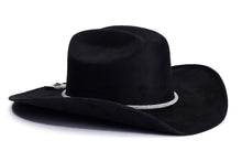 Load image into Gallery viewer, Kenny Black suede western hat with rhinestone trim by ASN Hats – side view
