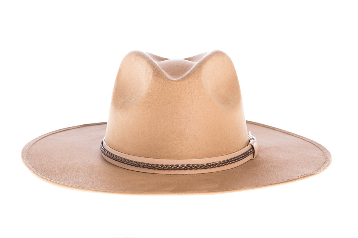 ASN for Anthropology Hats Nomad Cowboy Braided Belt Rancher Hat in Beige/ NWT Yellowstone national park burned beige suede wide brim  main image 3
