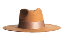 Load image into Gallery viewer, Wool hat with an elegant structured crown and finished with an satin trim, front view
