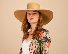 Load image into Gallery viewer, Girl wearing a hat with a flat top crown
