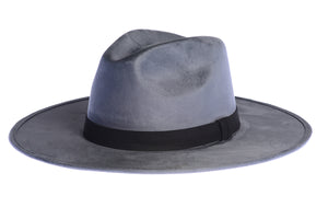 Rancher suede hat with an stiffened crown and shaped into a clean and ridged design and finished with a double bound synthetic suede tan trim, left side view